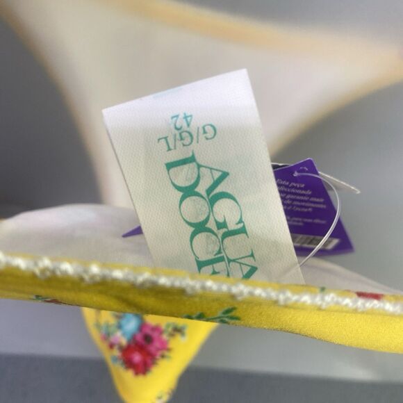 AGUA DOCE Brazilian 2-pc Bikini Size Large Yellow Flowers Lace Trim Hip Tie - Picture 7 of 9